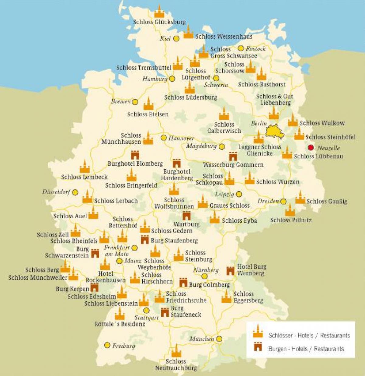 mappa della Germania castelli