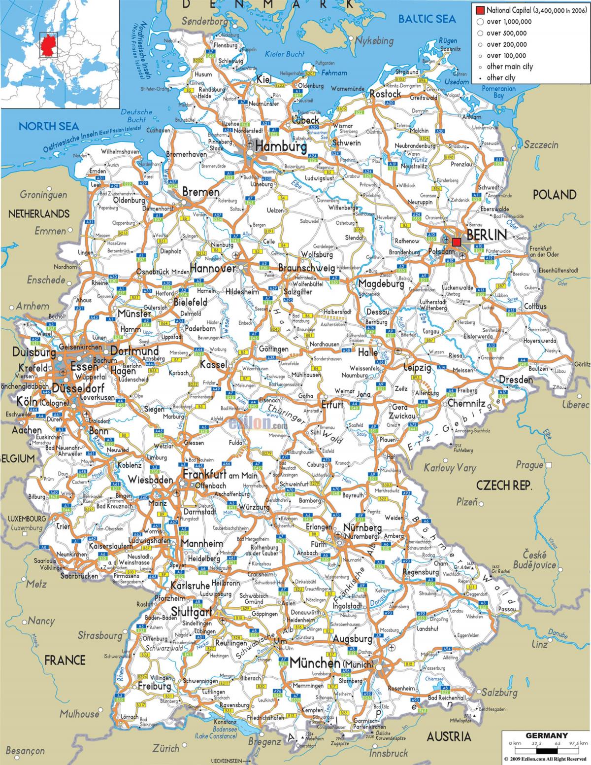 mappa della Germania di trasporto