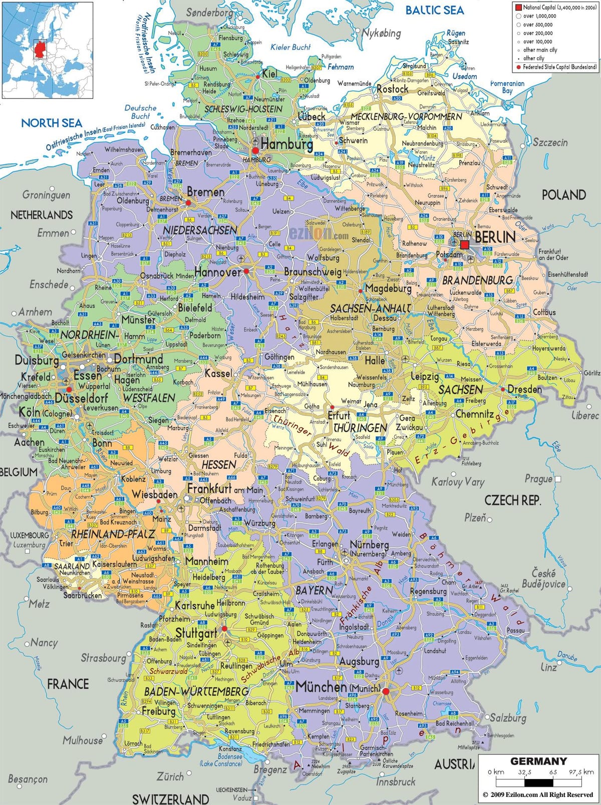 mappa di città in Germania