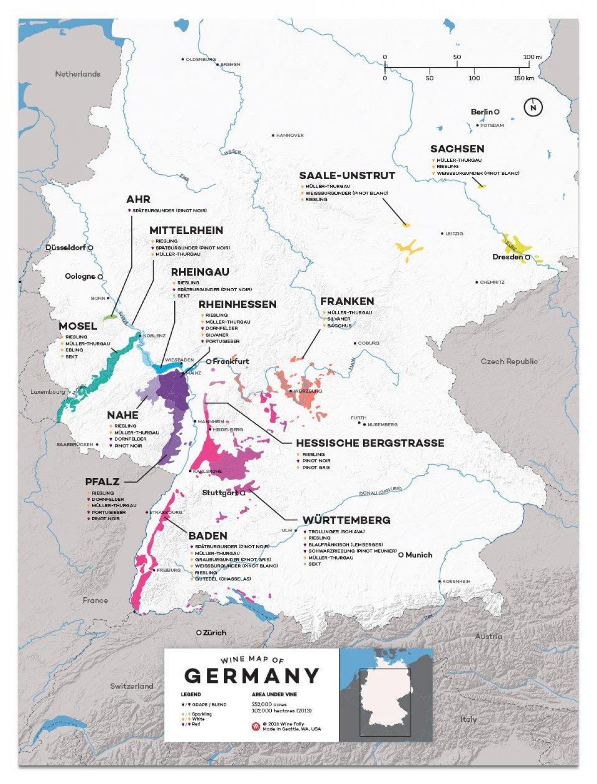 mappa della Germania del vino