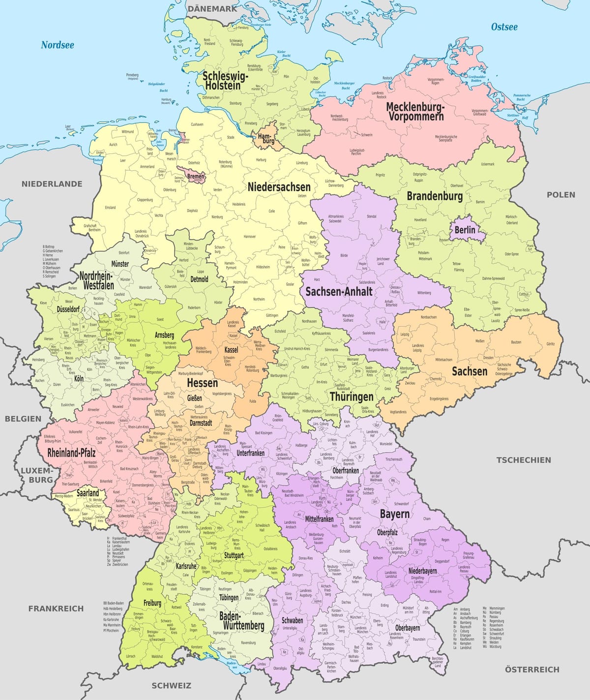 mappa della Germania distretto