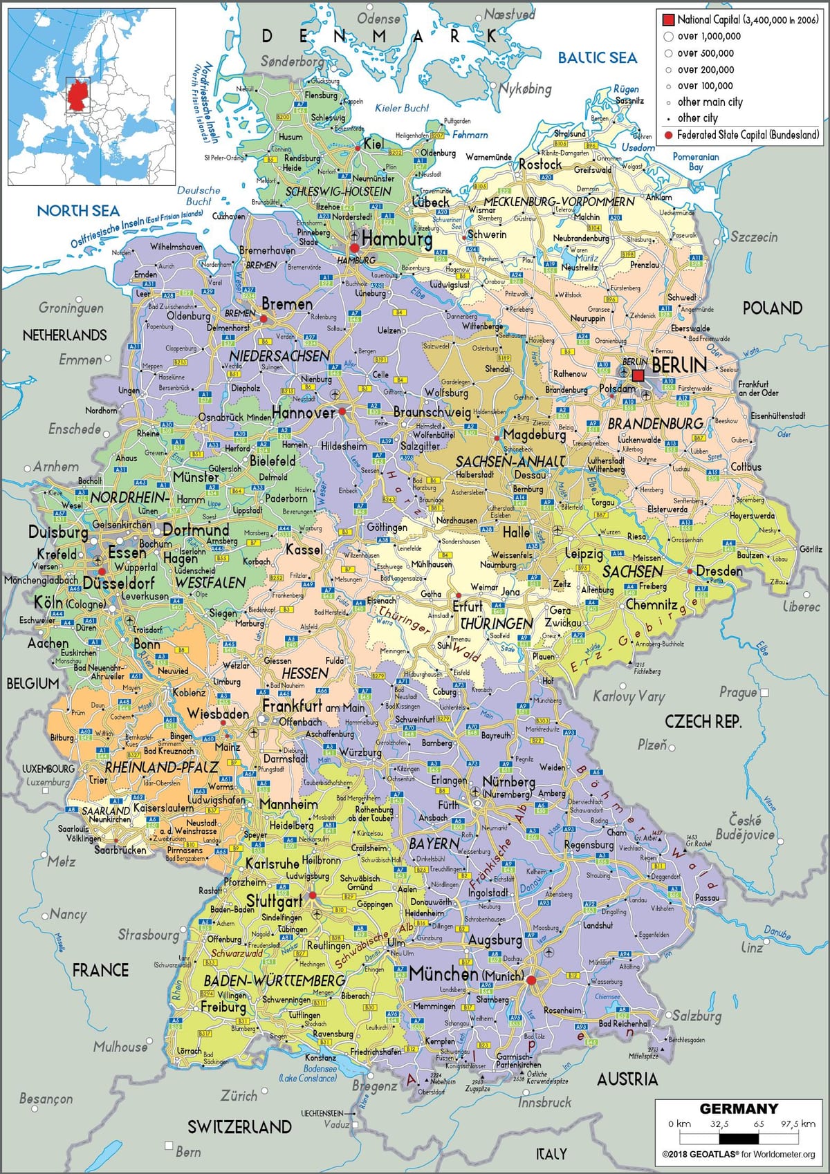 mappa di Germania e città