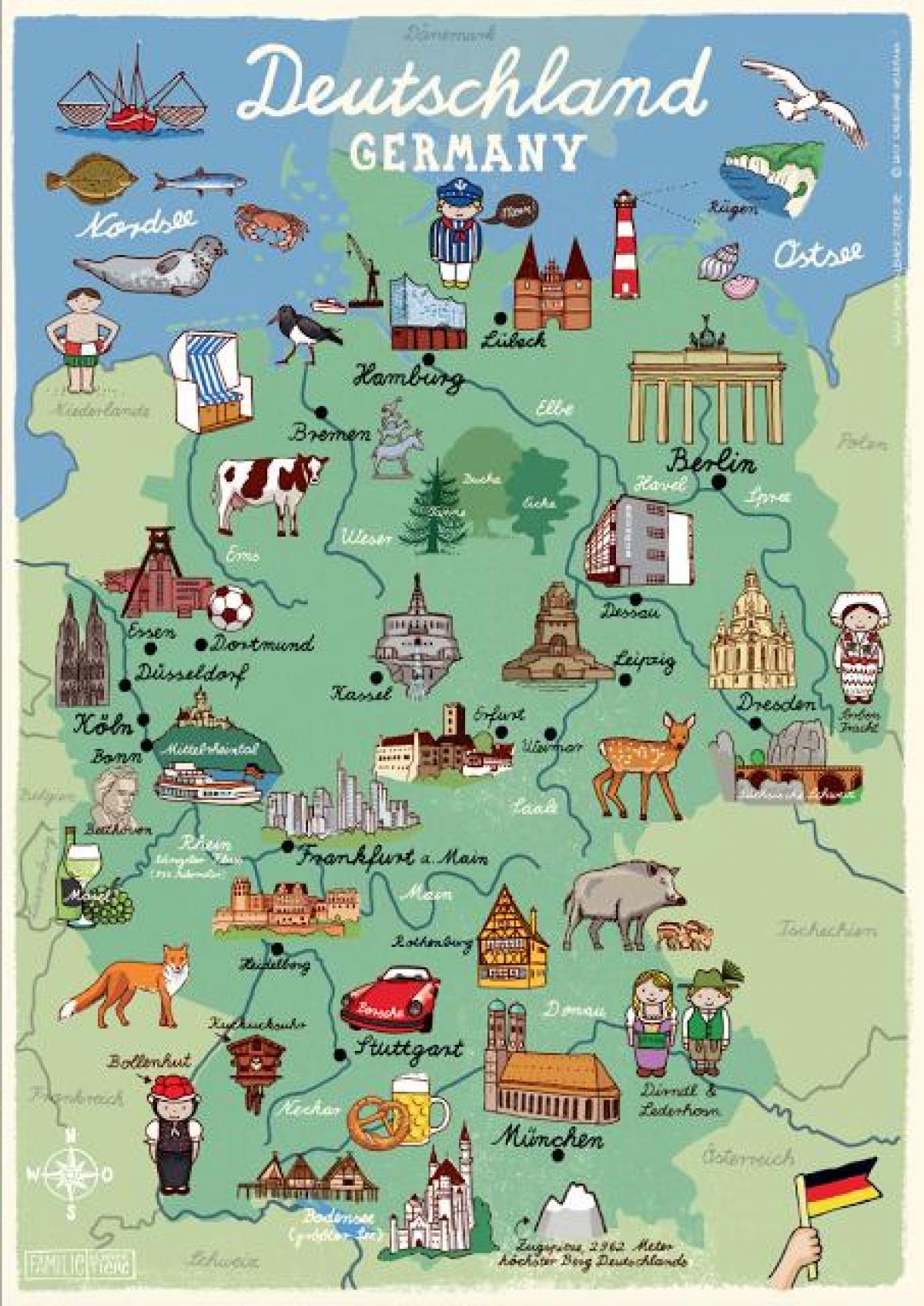 Germania) mappa delle destinazioni turistiche