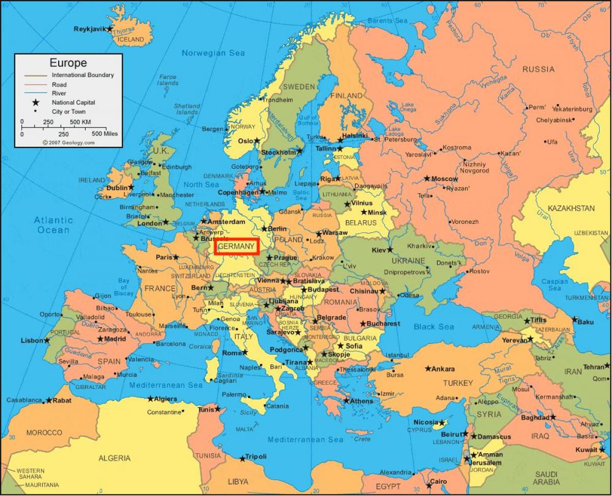 mappa della Germania e dell'europa
