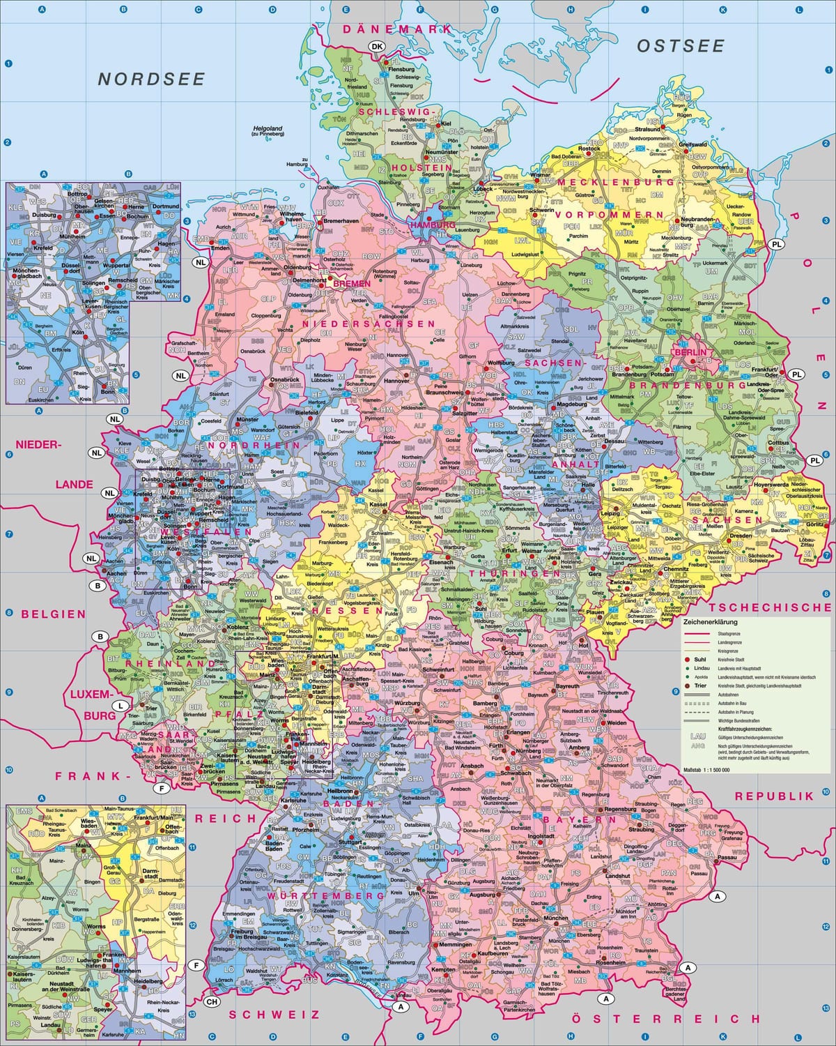 mappa della Germania di grandi dimensioni