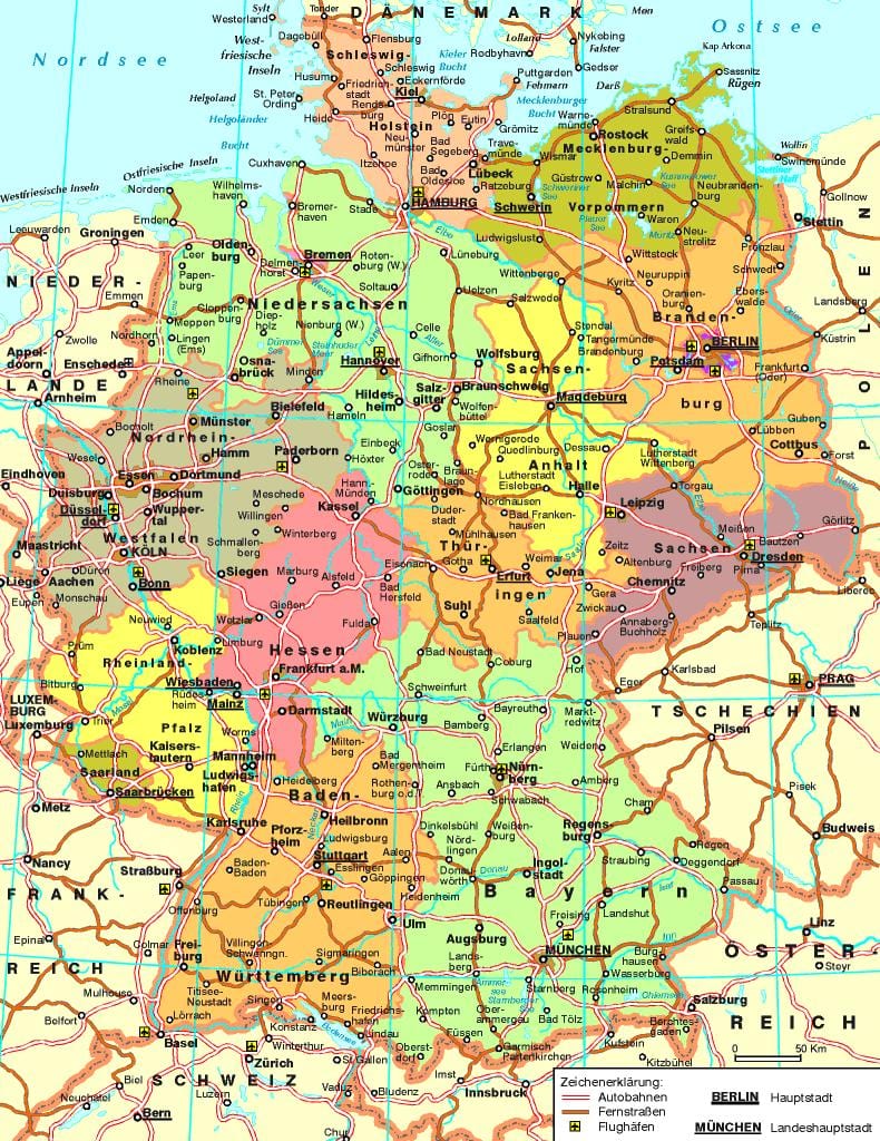mappa della Germania in autostrada