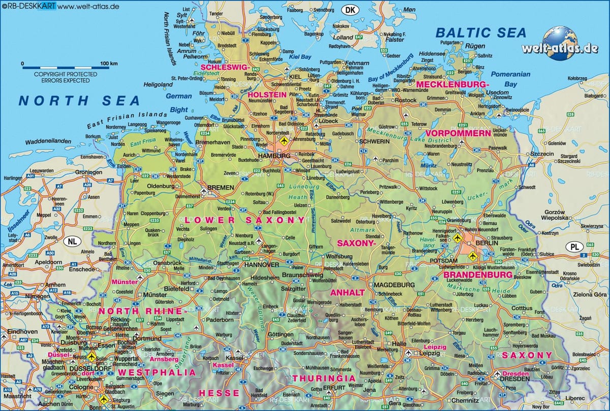 mappa della Germania del nord