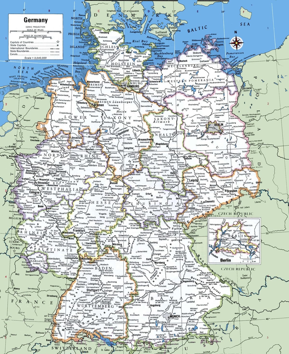 La germania, principale città la mappa