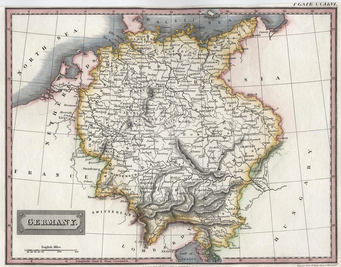 mappa di Germania, vecchia