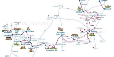 Itinerario dei castelli Germania mappa