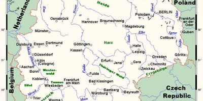 Mappa della Germania fiumi