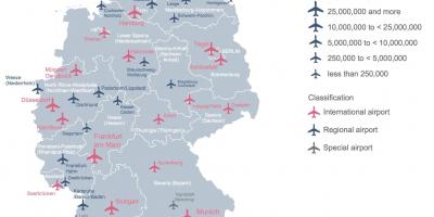 Mappa della Germania mostrando aeroporti