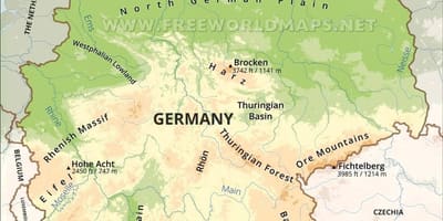Mappa geografica della Germania
