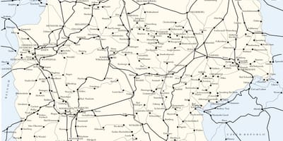 Mappa della Germania in treno itinerari