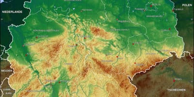 Mappa della Germania fisico